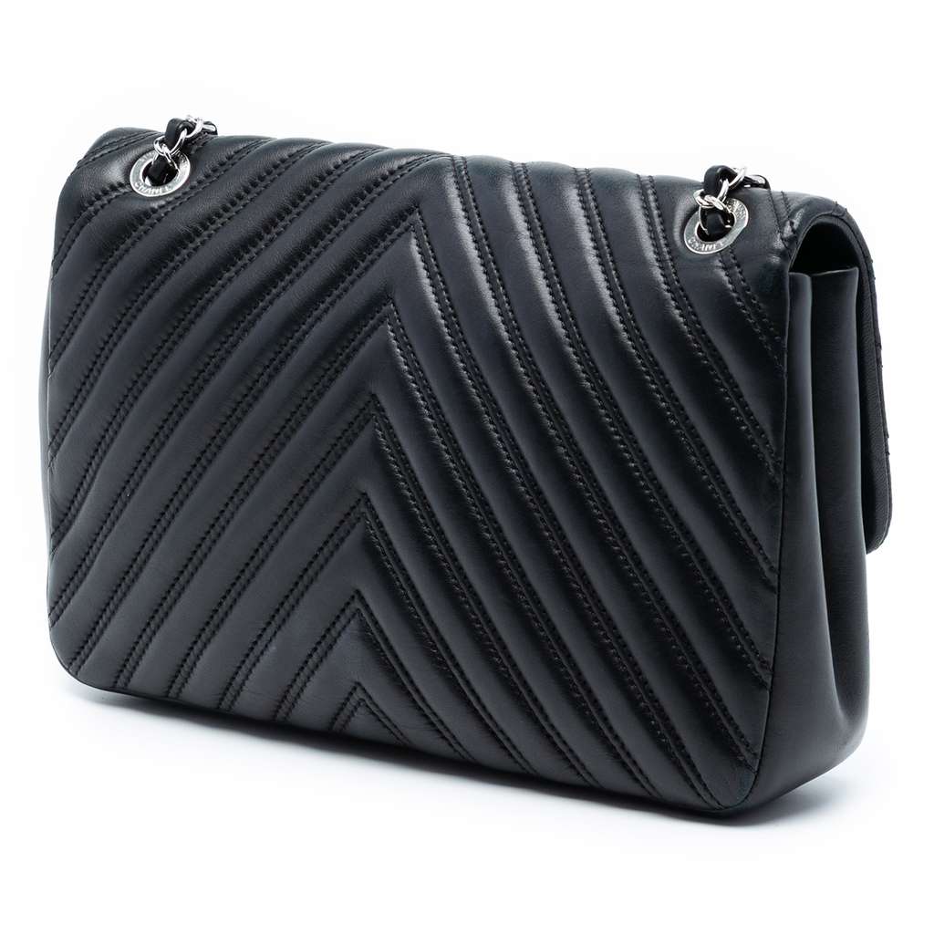 Chanel Jumbo Classic Chevron Lambskin Double Stitch Single Flap - 2