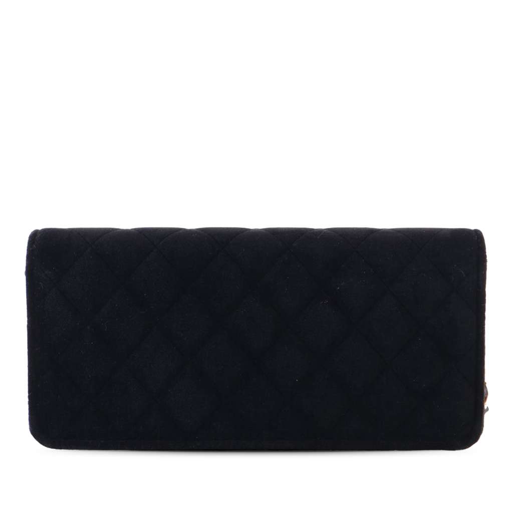 Chanel CC Quilted Velvet East West Clutch On Chain - 2