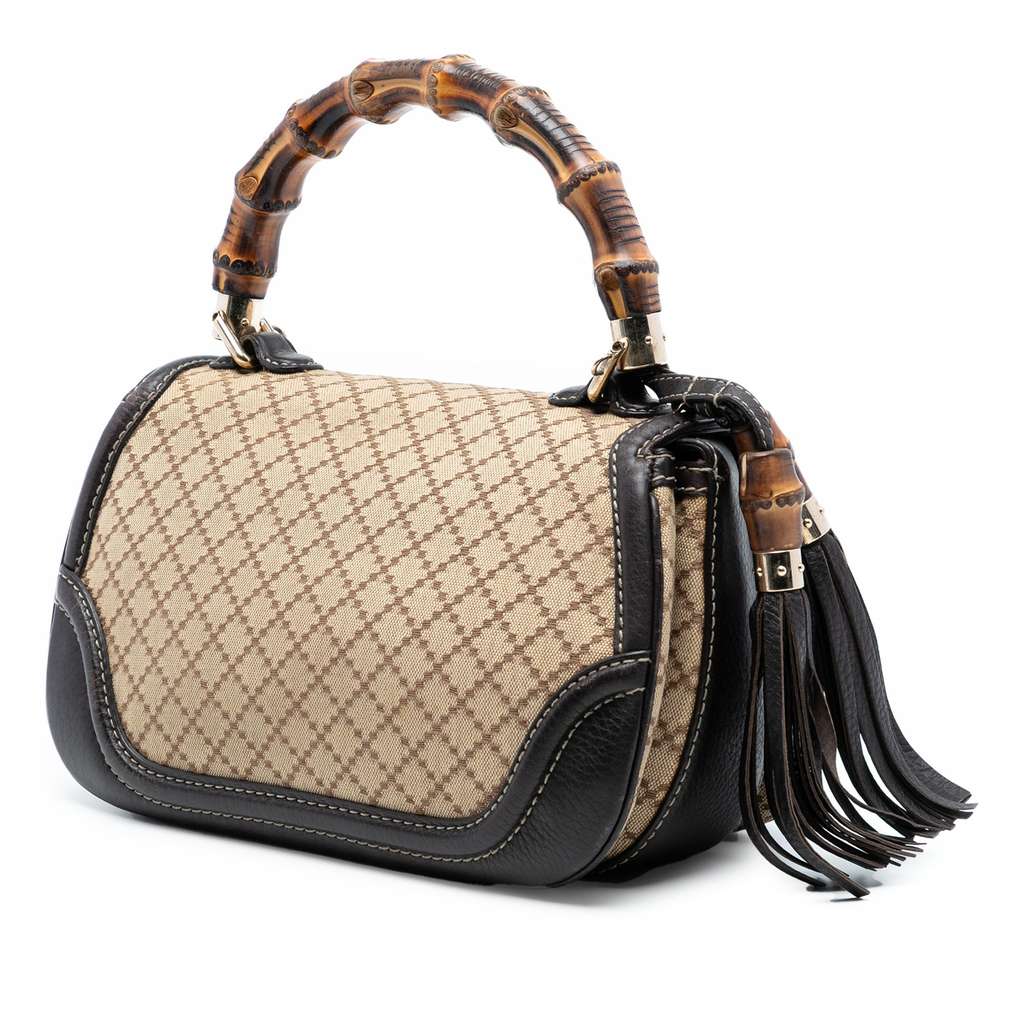 Gucci Medium Diamante Canvas New Bamboo Satchel - 2