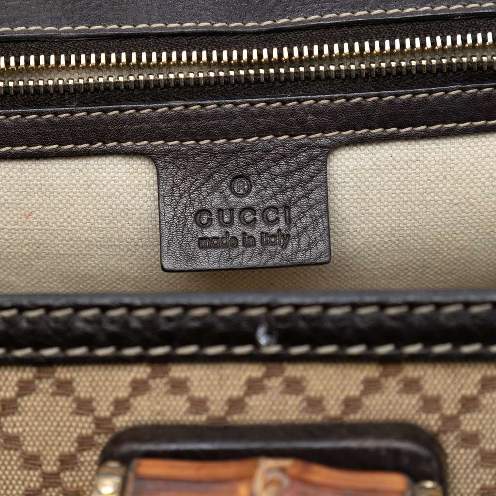 Gucci Medium Diamante Canvas New Bamboo Satchel - 5