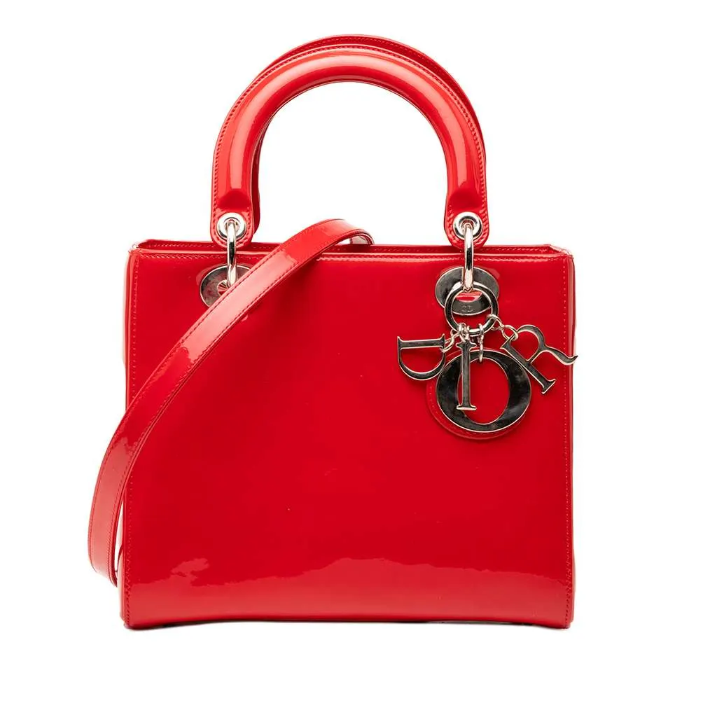 Dior Medium Patent Lady Dior Red Leather Very good - Front View