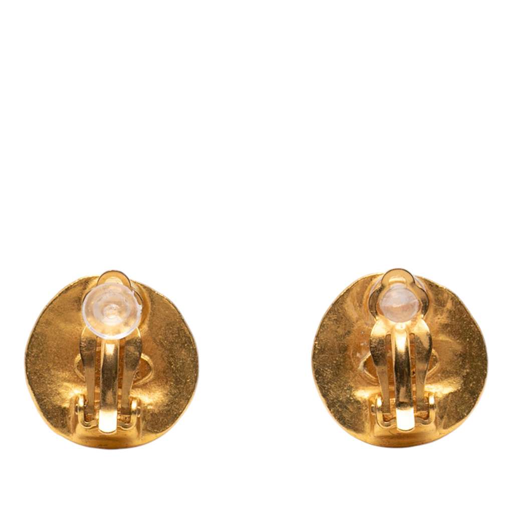Chanel CC Gold Plated Round Clip on Earrings - 2