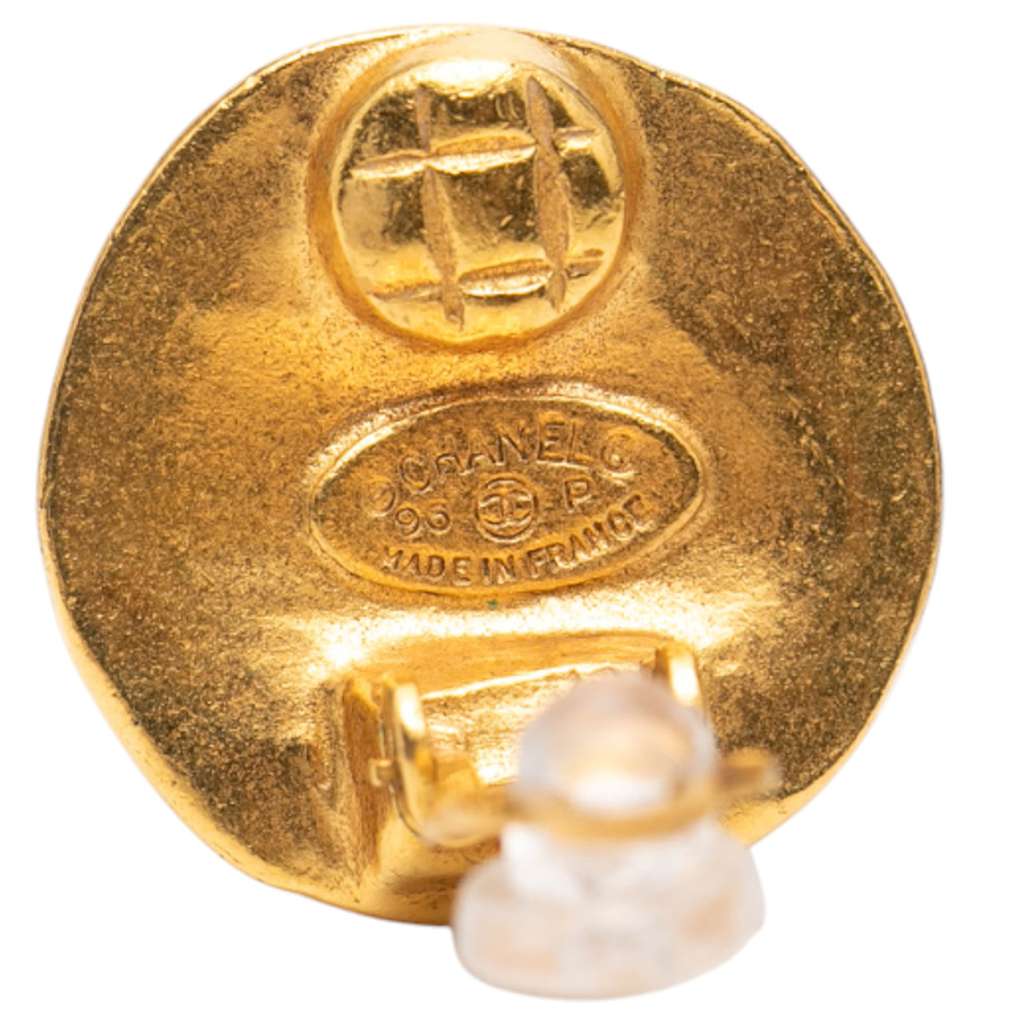 Chanel CC Gold Plated Round Clip on Earrings - 3