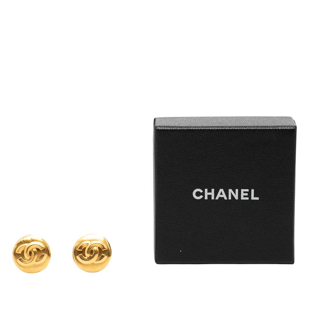 Chanel CC Gold Plated Round Clip on Earrings - 4