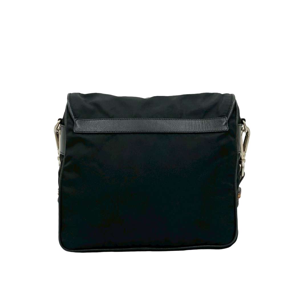 Prada Saffiano Trimmed Tessuto Shoulder Bag - 2