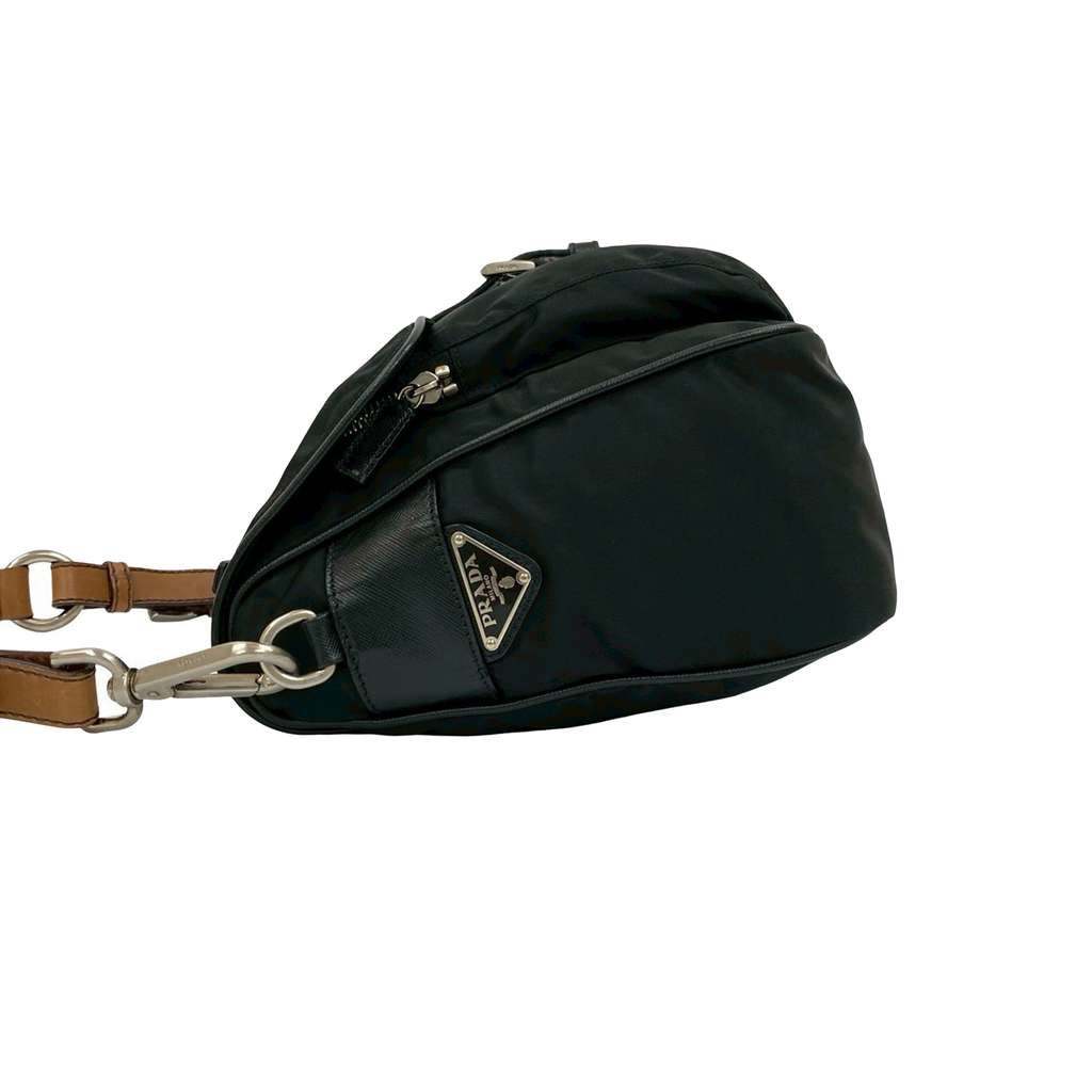 Prada Saffiano Trimmed Tessuto Shoulder Bag - 5