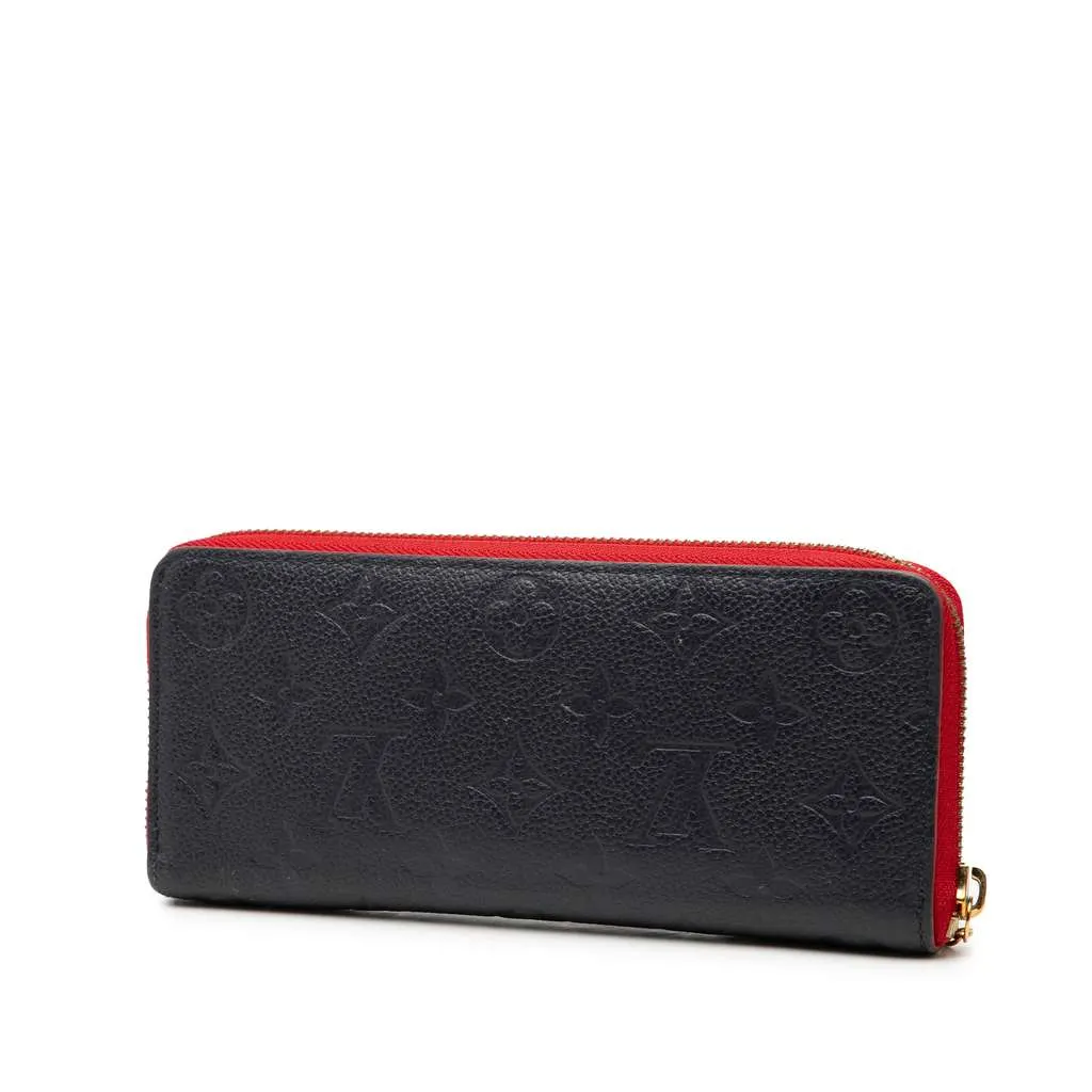 Louis Vuitton Monogram Empreinte Bloom Flowers Clemence Wallet Blue Leather Very good - Back View
