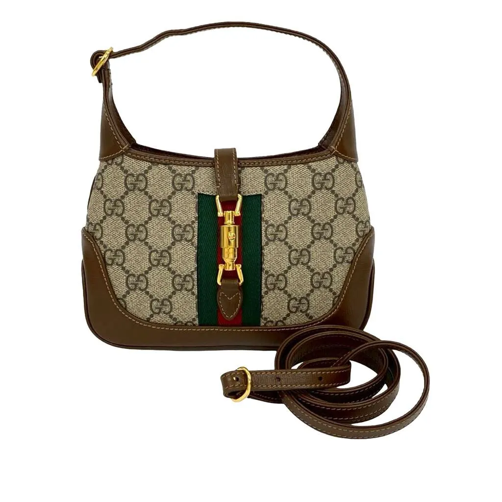 Gucci Mini GG Supreme Web Jackie 1961 Crossbody Brown Canvas Very good - Front View