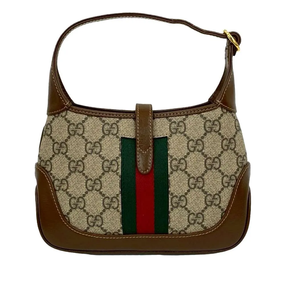 Gucci Mini GG Supreme Web Jackie 1961 Crossbody Brown Canvas Very good - Back View