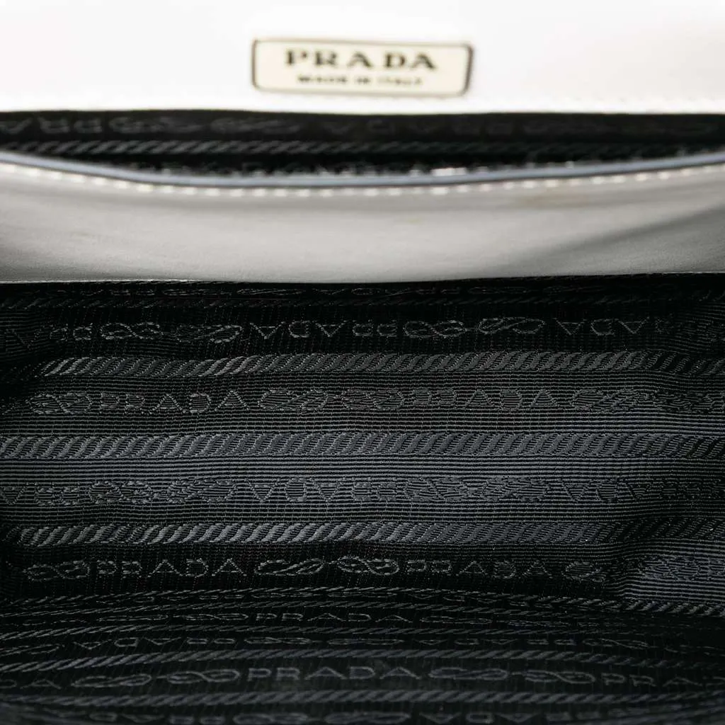 Prada City Calf Studded Folk Corsiere Satchel White Leather Very good - Model View