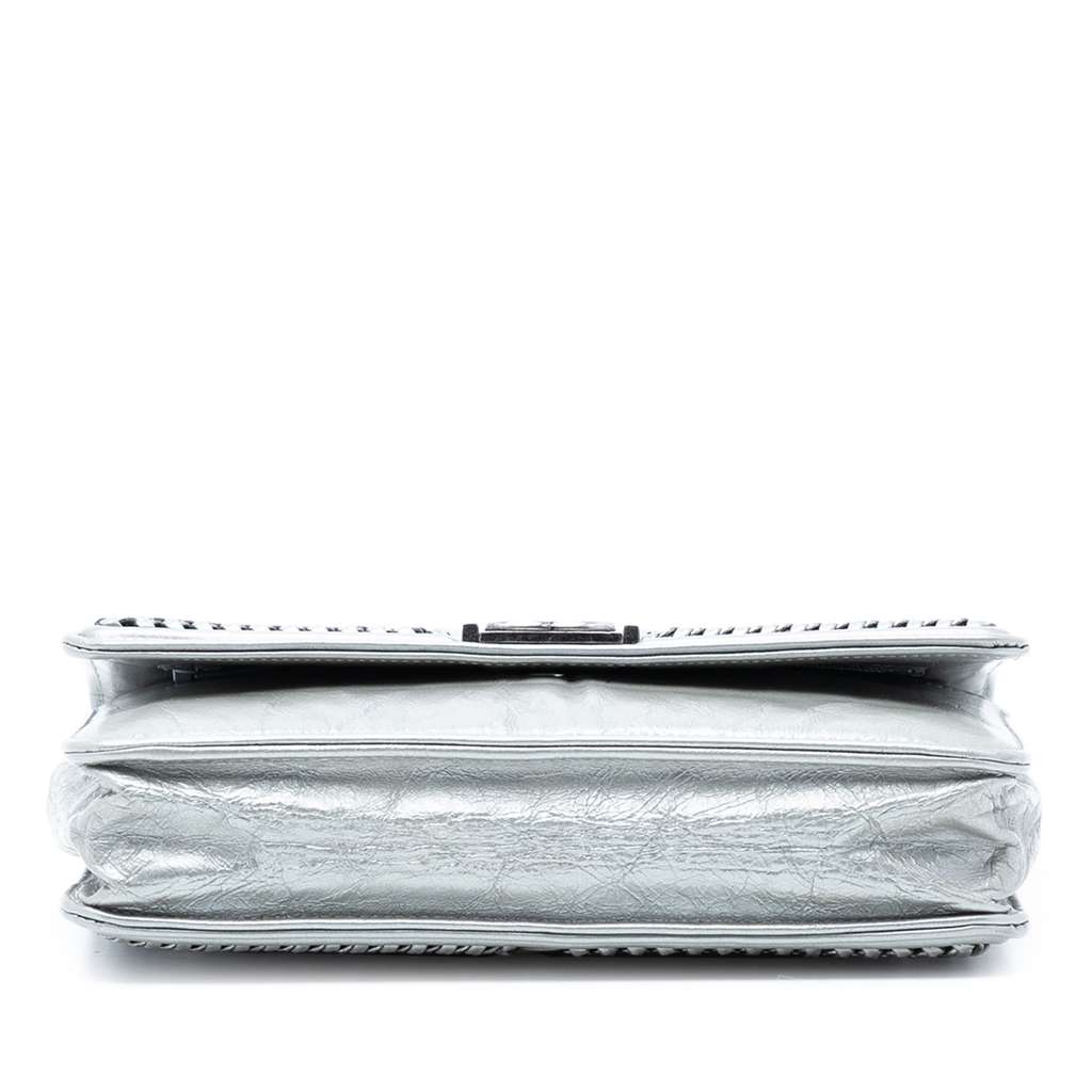 Chanel Quilted Crinkled Metallic Calfskin Boy Piped Wallet On Chain - 3