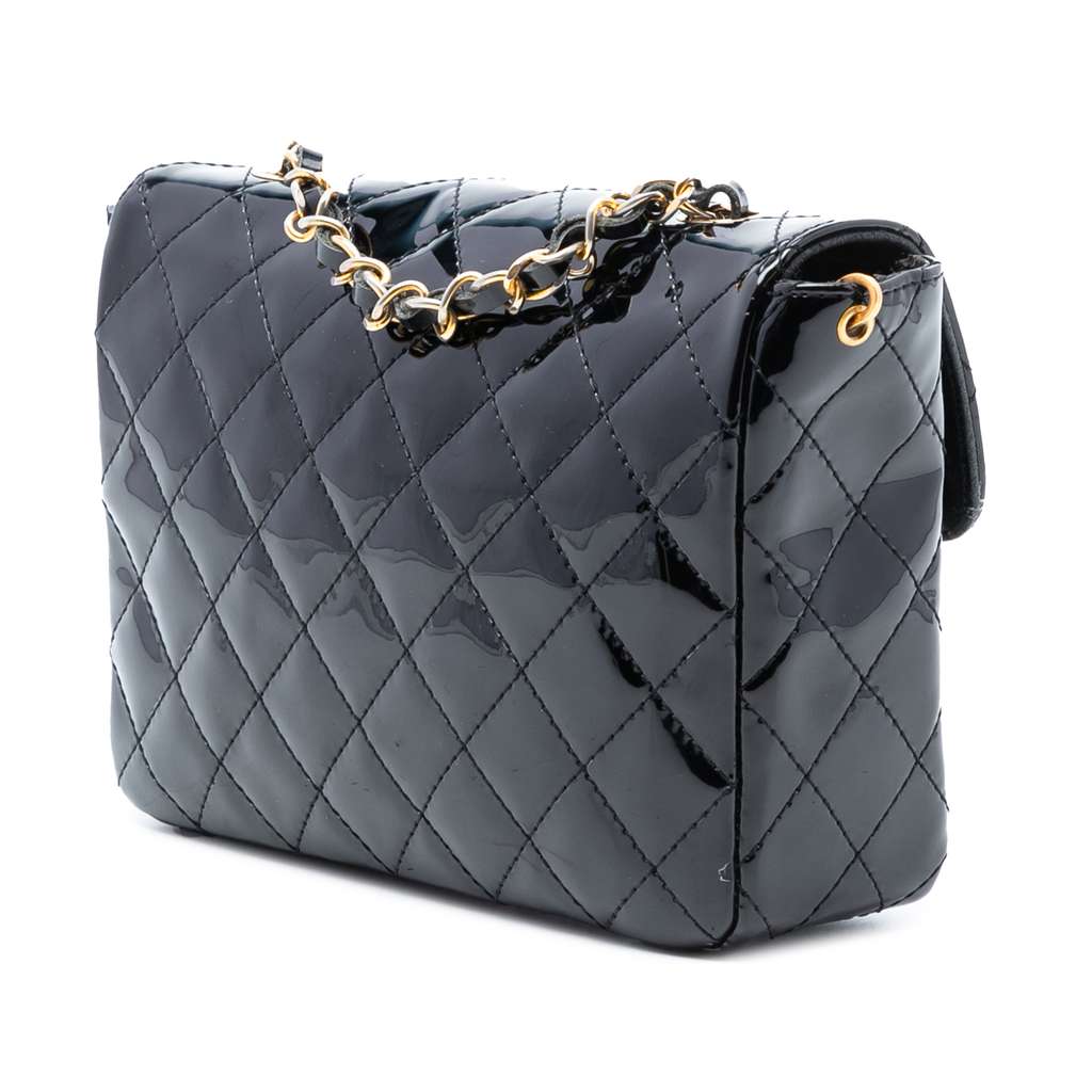 Chanel CC Quilted Patent Straight Single Flap - 2