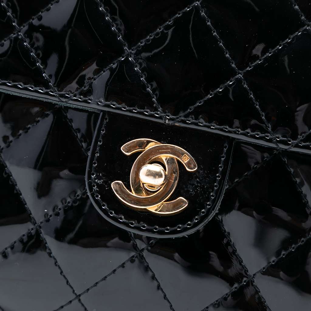 Chanel CC Quilted Patent Straight Single Flap - 5
