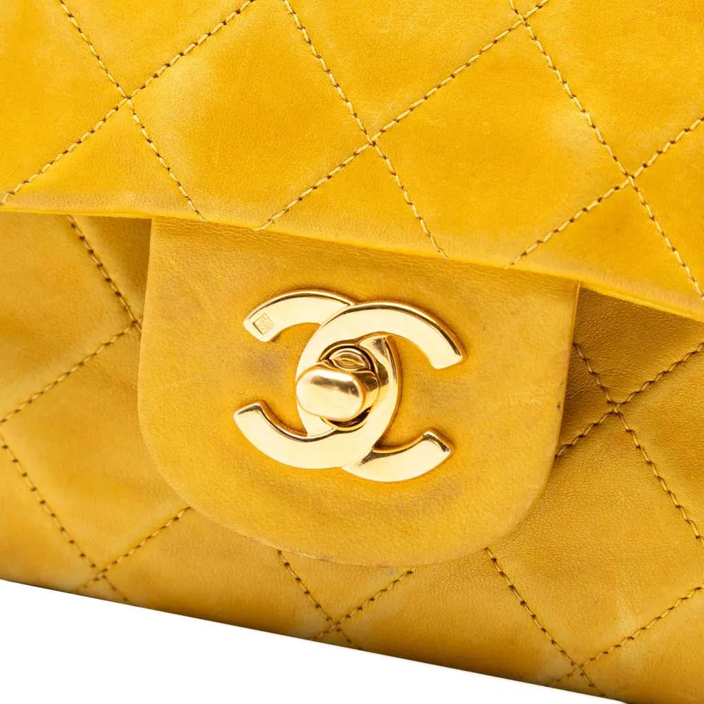 Chanel Small Classic Lambskin Double Flap Yellow Leather Good - Box View