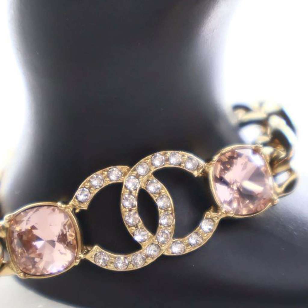 Chanel CC Gold Plated Crystal Chain Bracelet - 2