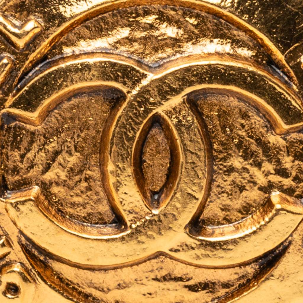 Chanel Gold Plated CC Round Clip On Earrings - 5