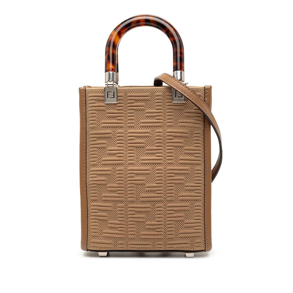 Fendi Mini Zucca Embossed Technical Fabric Sunshine Shopper Tote