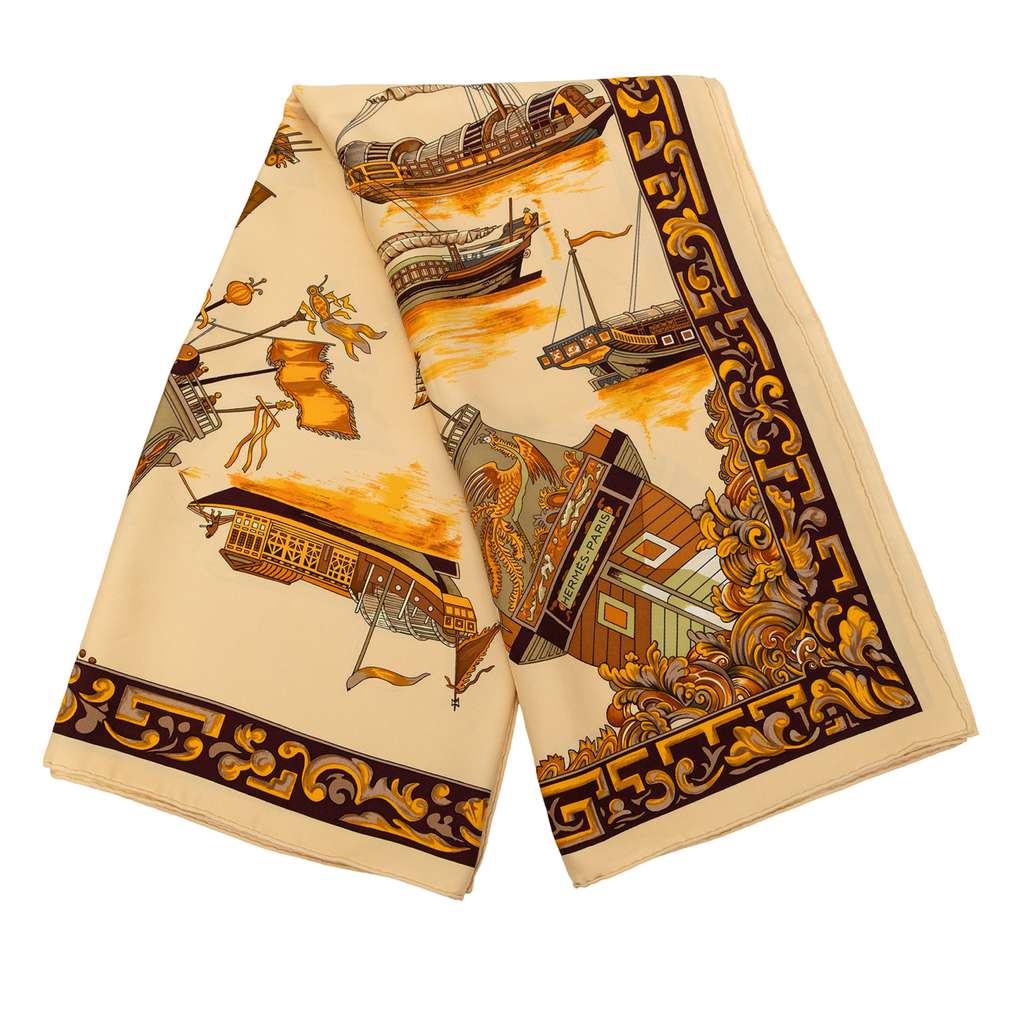 Hermès Jonques Et Sampans Silk Scarf
