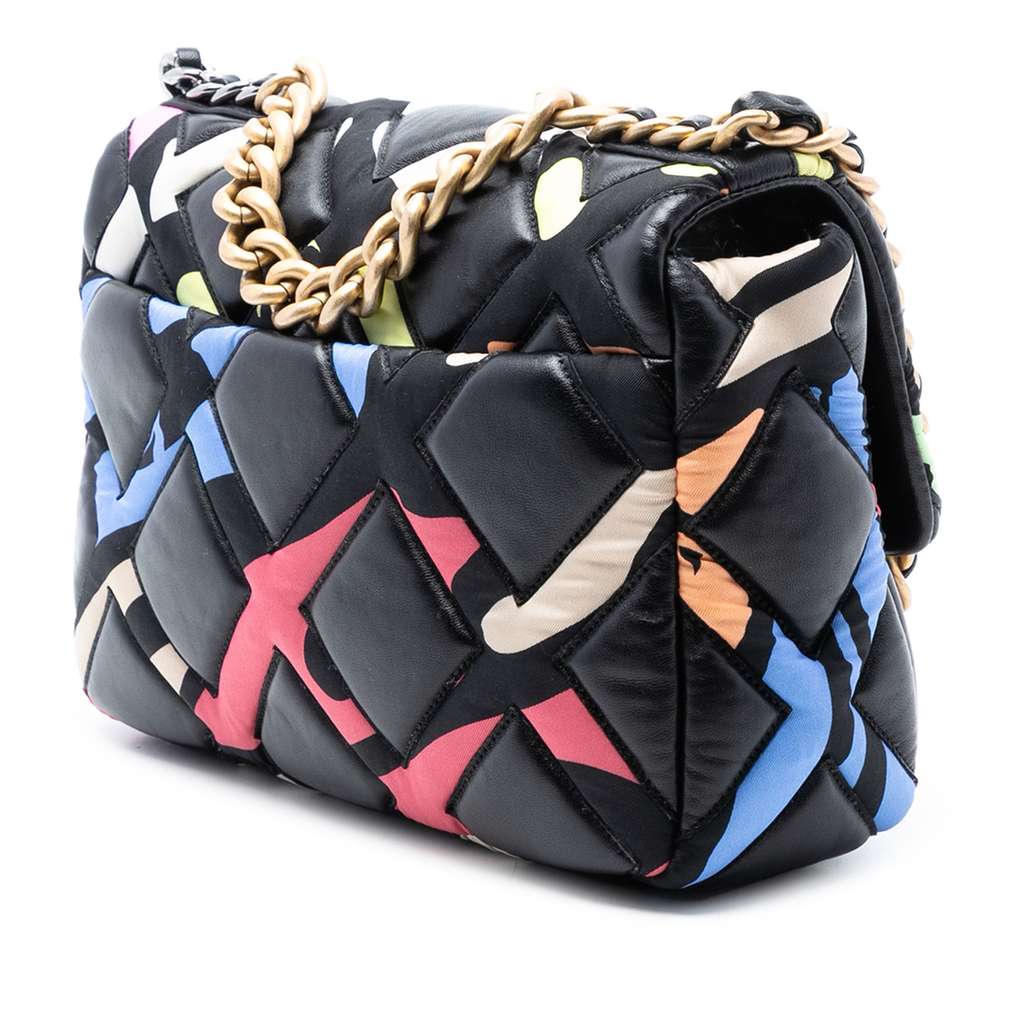 Chanel Medium Lambskin and Printed Silk Fixation 19 Flap - 2