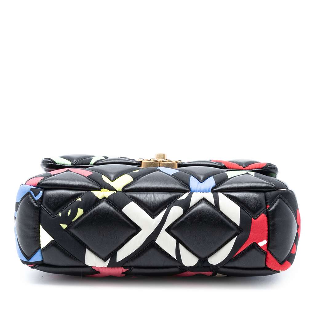 Chanel Medium Lambskin and Printed Silk Fixation 19 Flap - 3