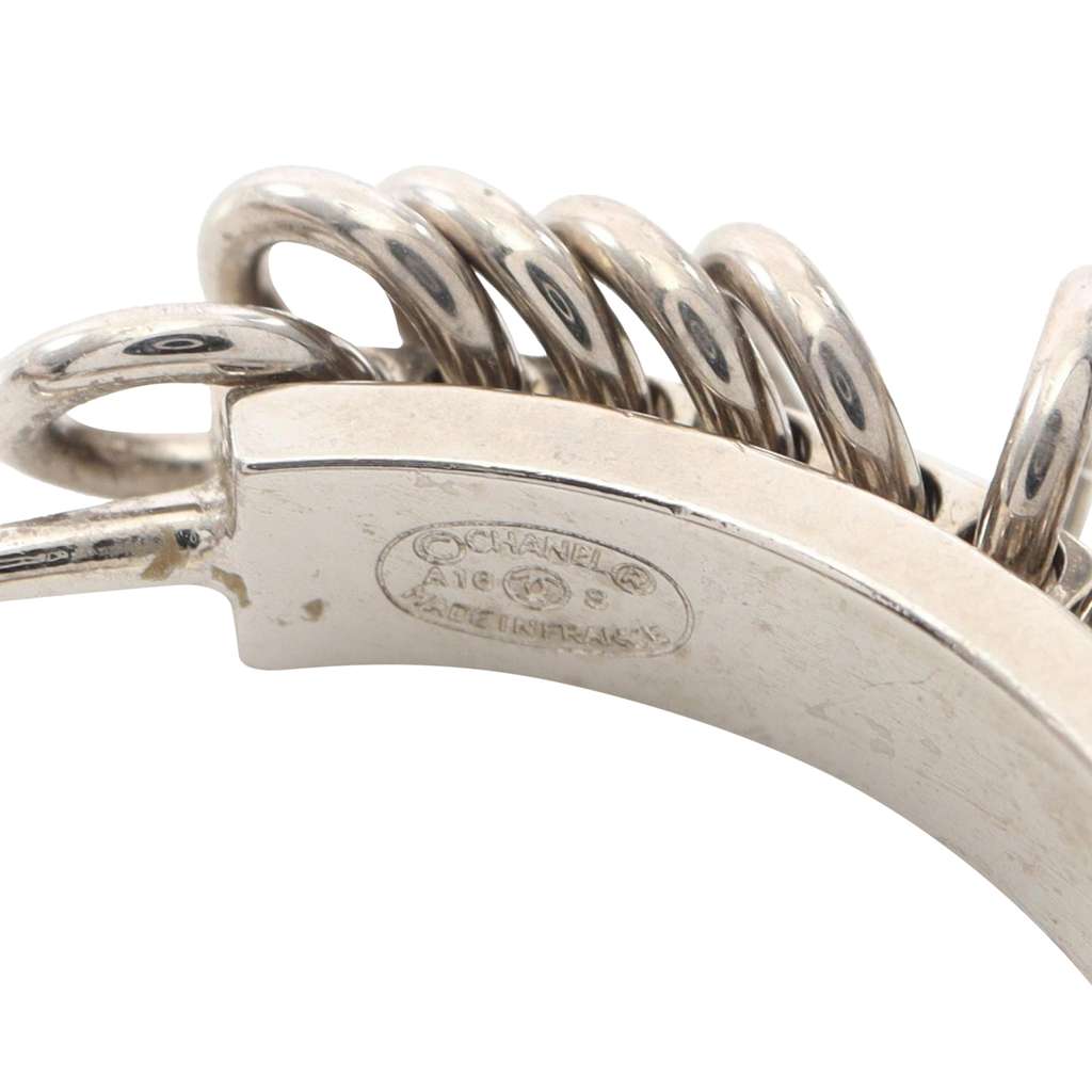 Chanel CC Stainless Steel Multi Ring Hoop Push Back Earrings - 5