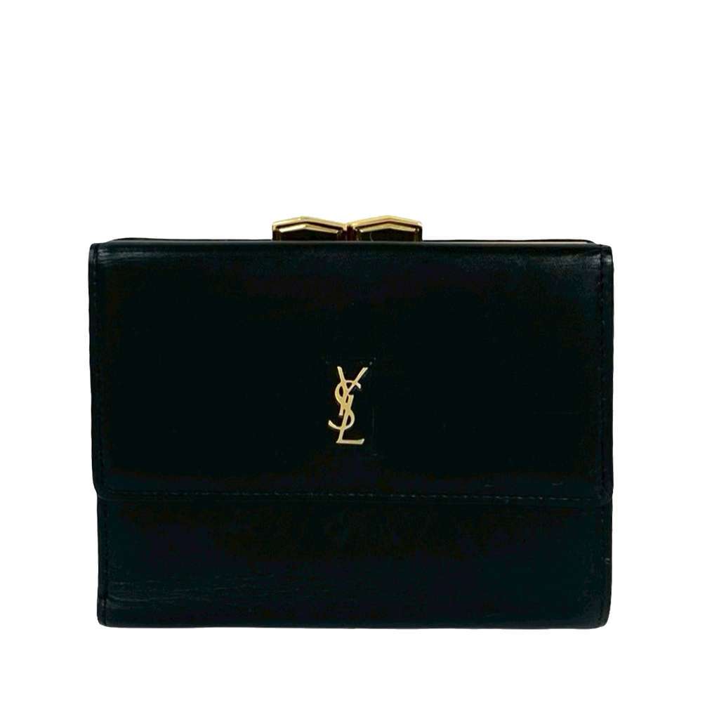 Saint Laurent Leather Monogram Trifold Wallet