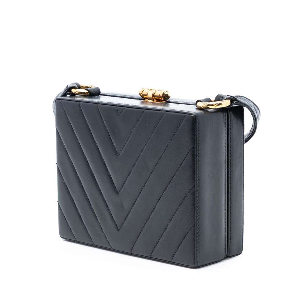 Chanel CC Quilted Chevron Lambskin Box Crossbody - 2