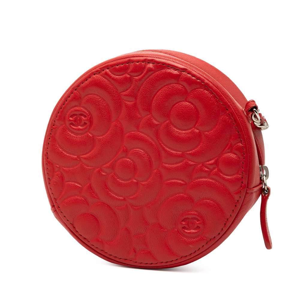 Chanel CC Goatskin Camellia Round Clutch With Chain - 2