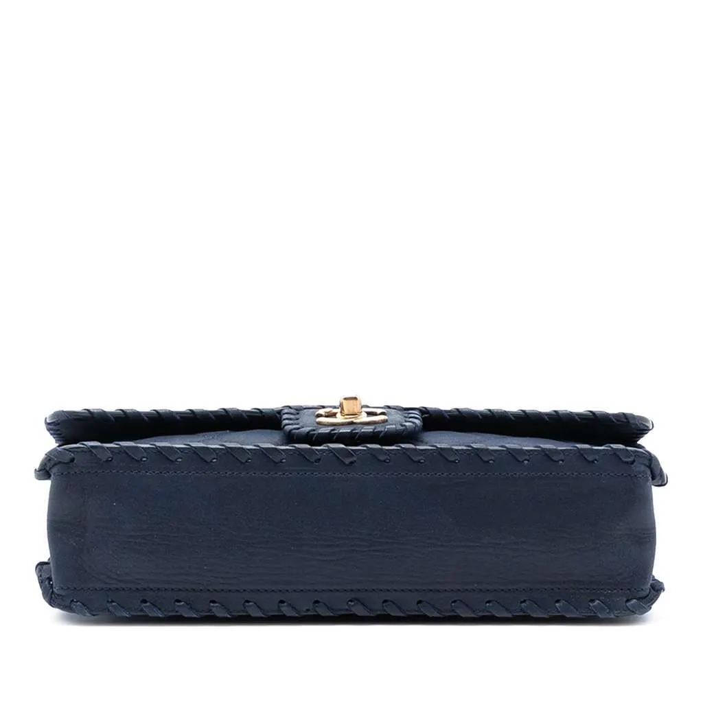 Chanel Medium Quilted Iridescent Calfskin Happy Stitch Flap Blue Leather Good - Inside View