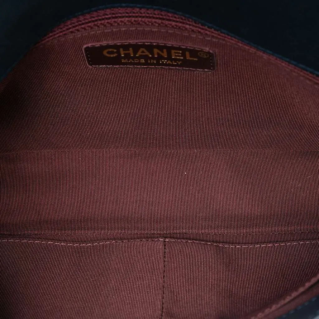 Chanel Medium Quilted Iridescent Calfskin Happy Stitch Flap Blue Leather Good - Model View