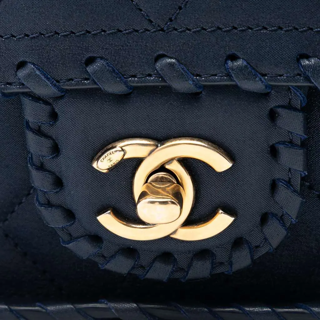 Chanel Medium Quilted Iridescent Calfskin Happy Stitch Flap Blue Leather Good - Box View
