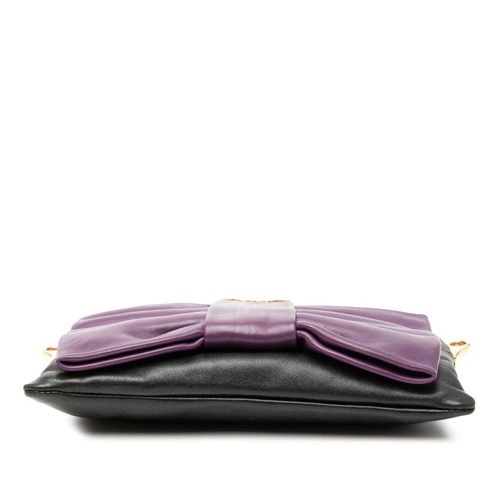 Prada Bicolor Nappa Fiocco Bow Clutch on Strap - 3