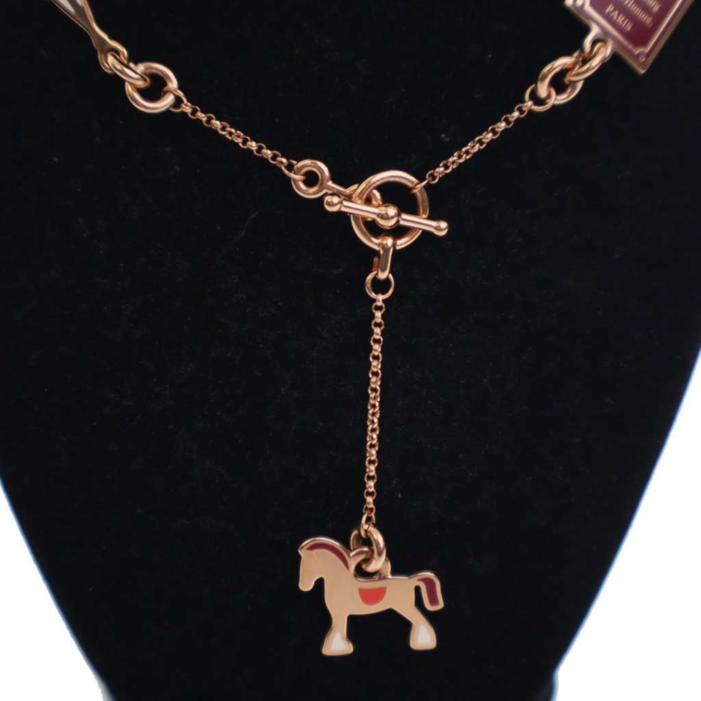 Hermès Rose Gold Plated Enamel Cheval Necklace - 5