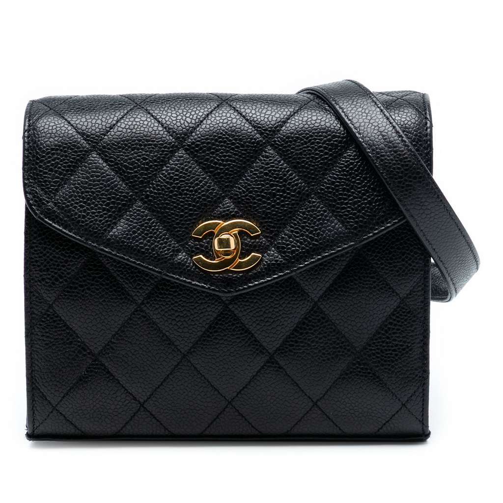 Chanel Mini CC Quilted Caviar Envelope Flap