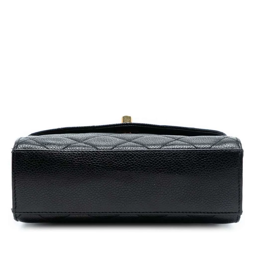 Chanel Mini CC Quilted Caviar Envelope Flap Black Leather Very good - Inside View
