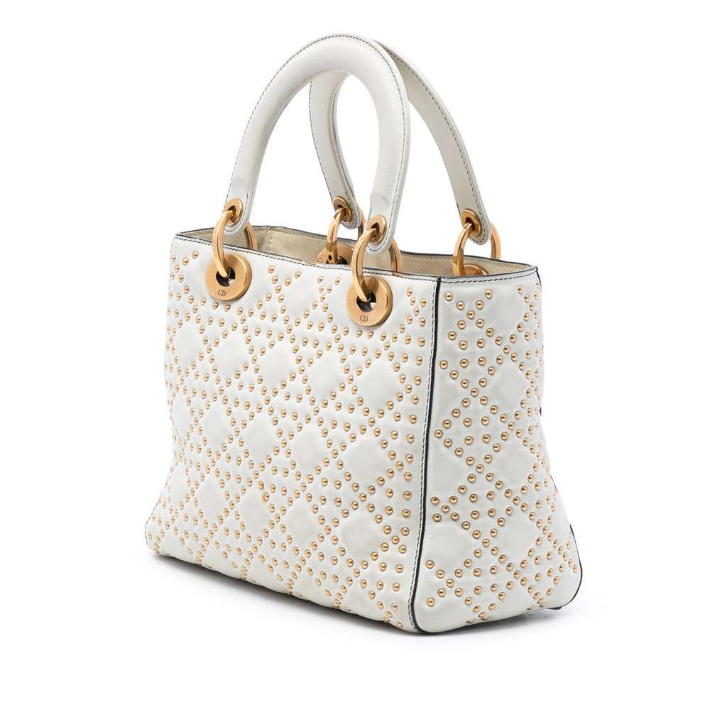 Dior Medium Lambskin Cannage Studded Supple Lady Dior - 2
