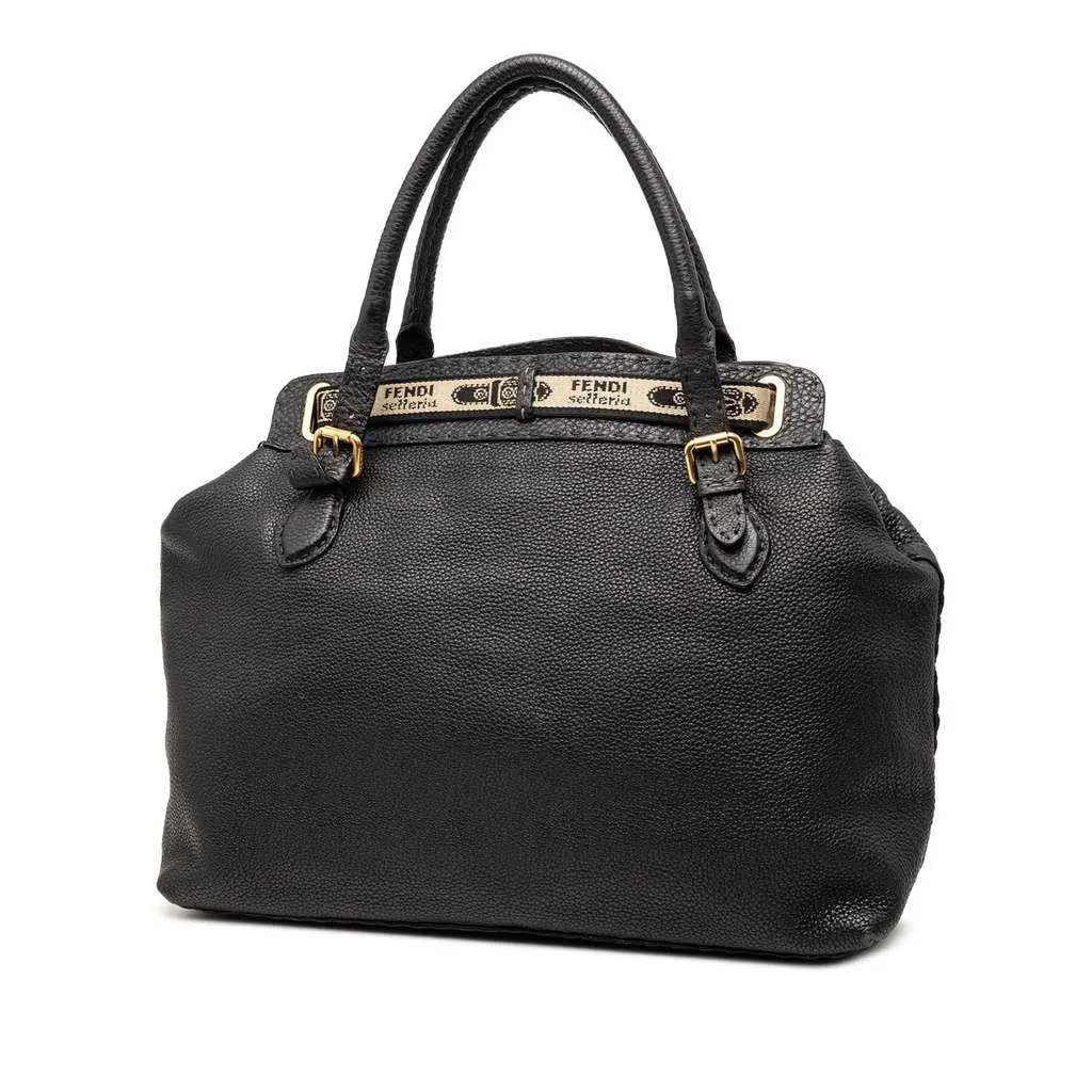 Fendi Large Leather Selleria Villa Borghese Tote Black Leather Very good - Back View