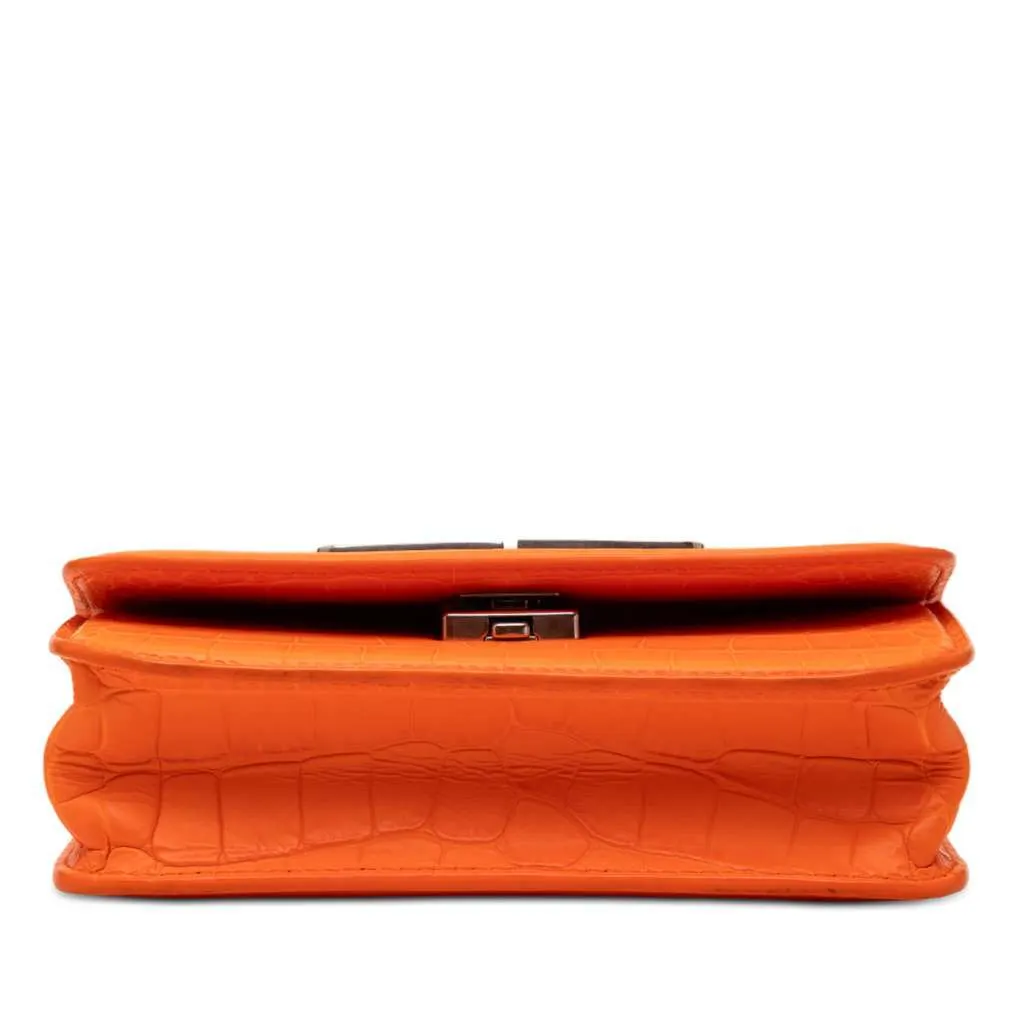 Balenciaga Croc Embossed Calfskin Gossip Chain Bag XS Orange Leather Very good - Inside View