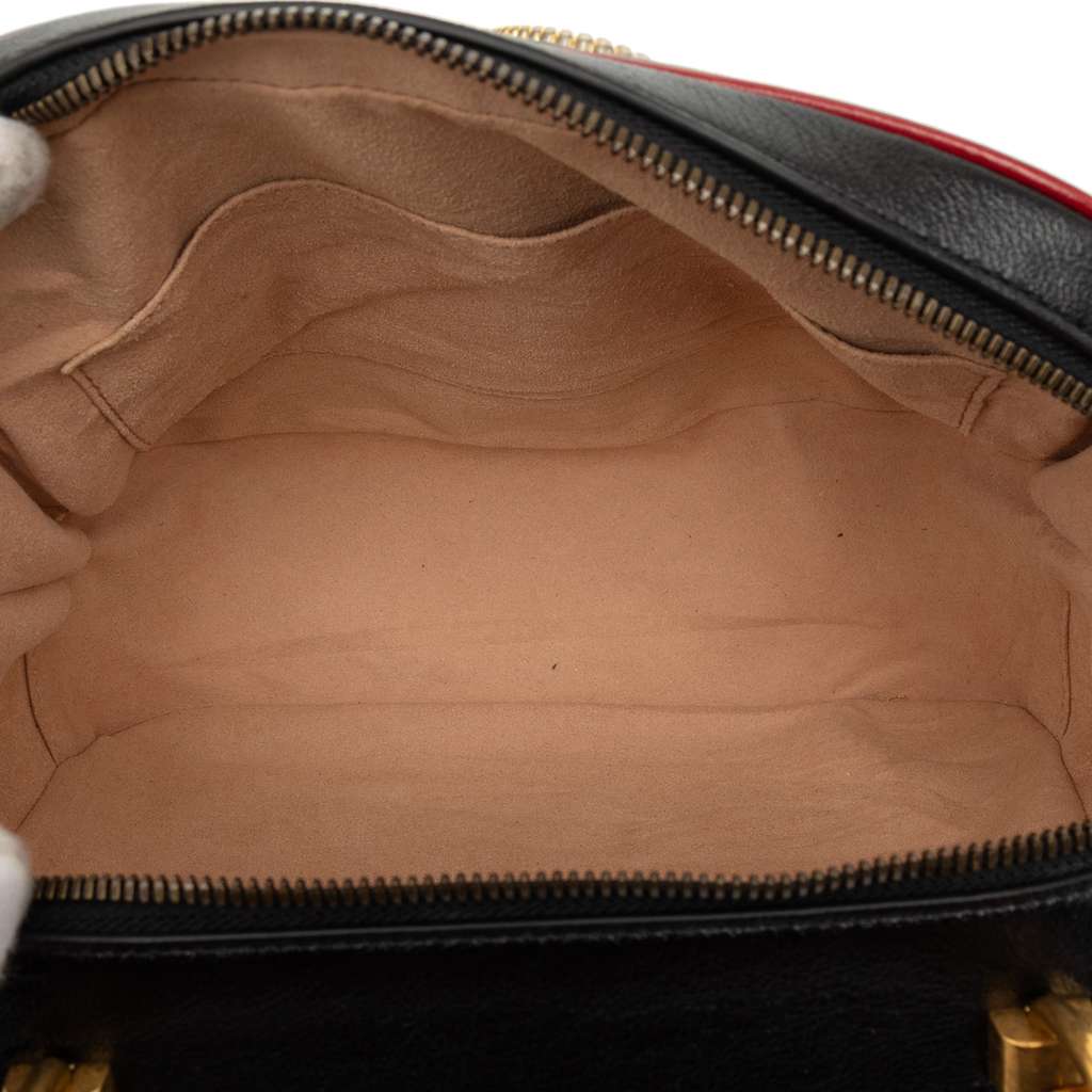 Gucci Small GG Marmont Matelasse Diagonal Leather Torchon Bamboo Satchel - 4