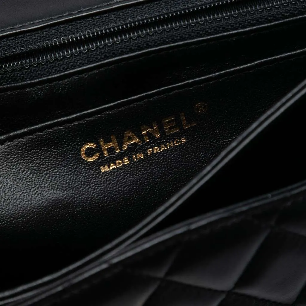 Chanel Medium Classic Lambskin Valentines Heart Charms Single Flap Black Leather Good - Box View