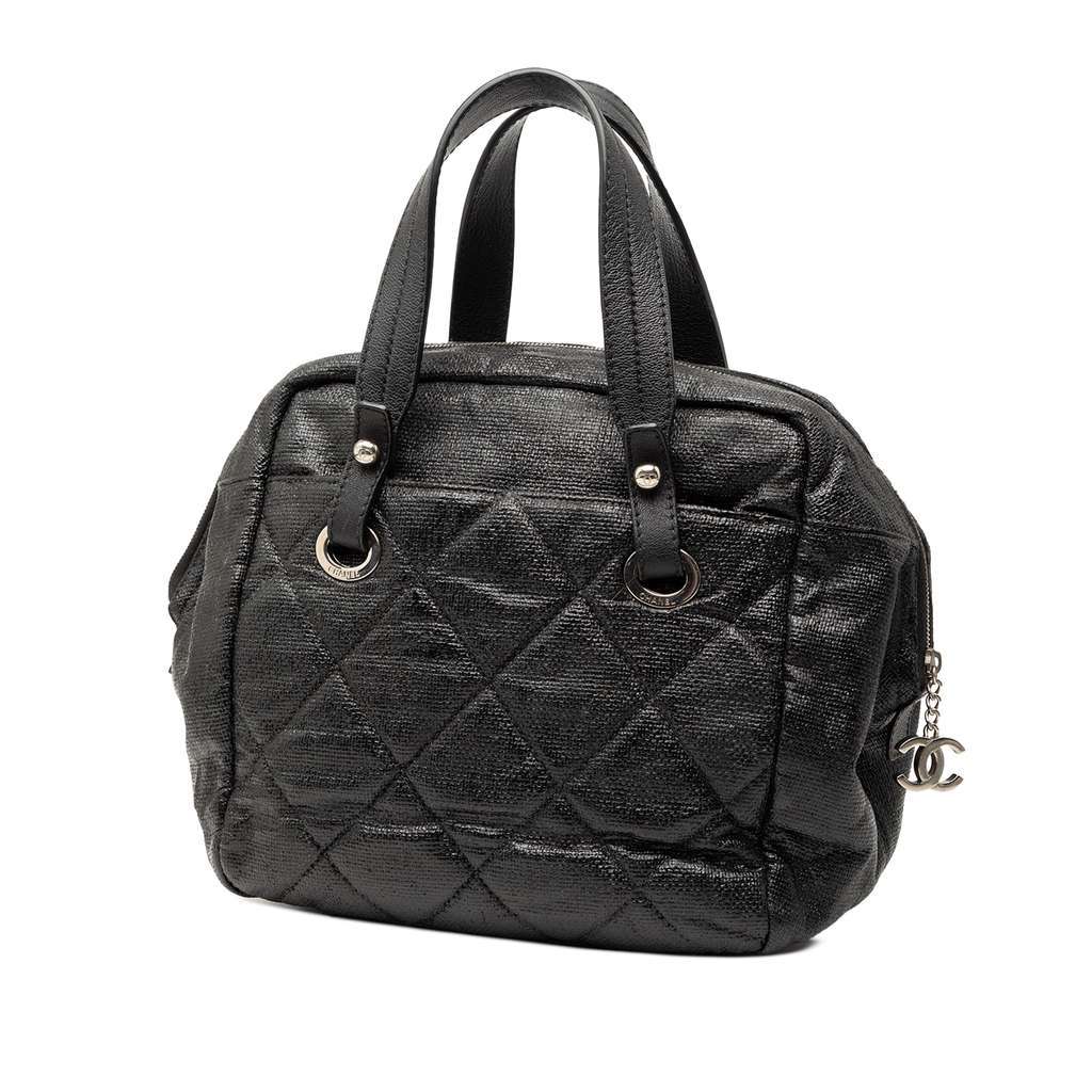 Chanel Quilted Coated Canvas Paris Biarritz Bowler Bag - 2