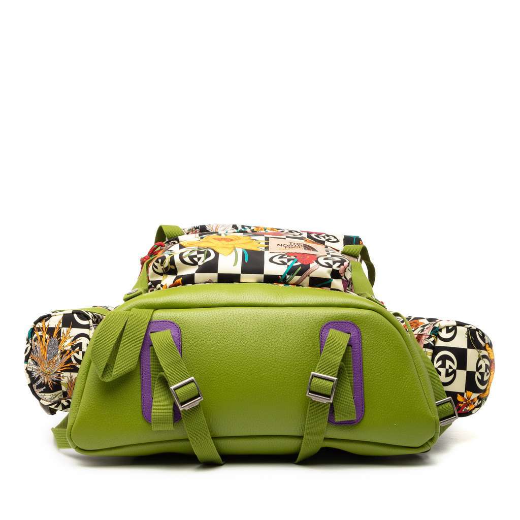 Gucci The North Face Floral Multicolor Nylon and Leather Backpack - 3