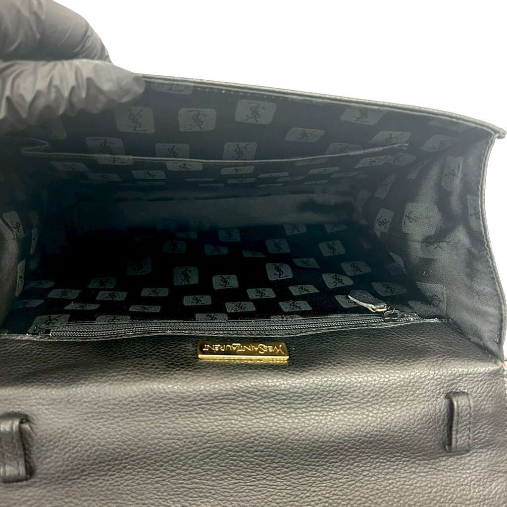 Saint Laurent Leather Diamond Cut Top Handle Bag - 3