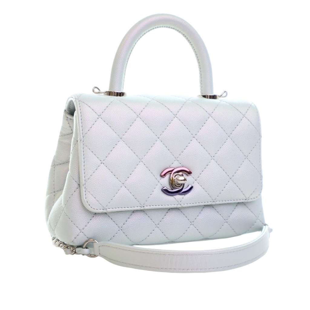 Chanel Extra Mini Iridescent Caviar Rainbow CC Coco Top Handle Bag - 2