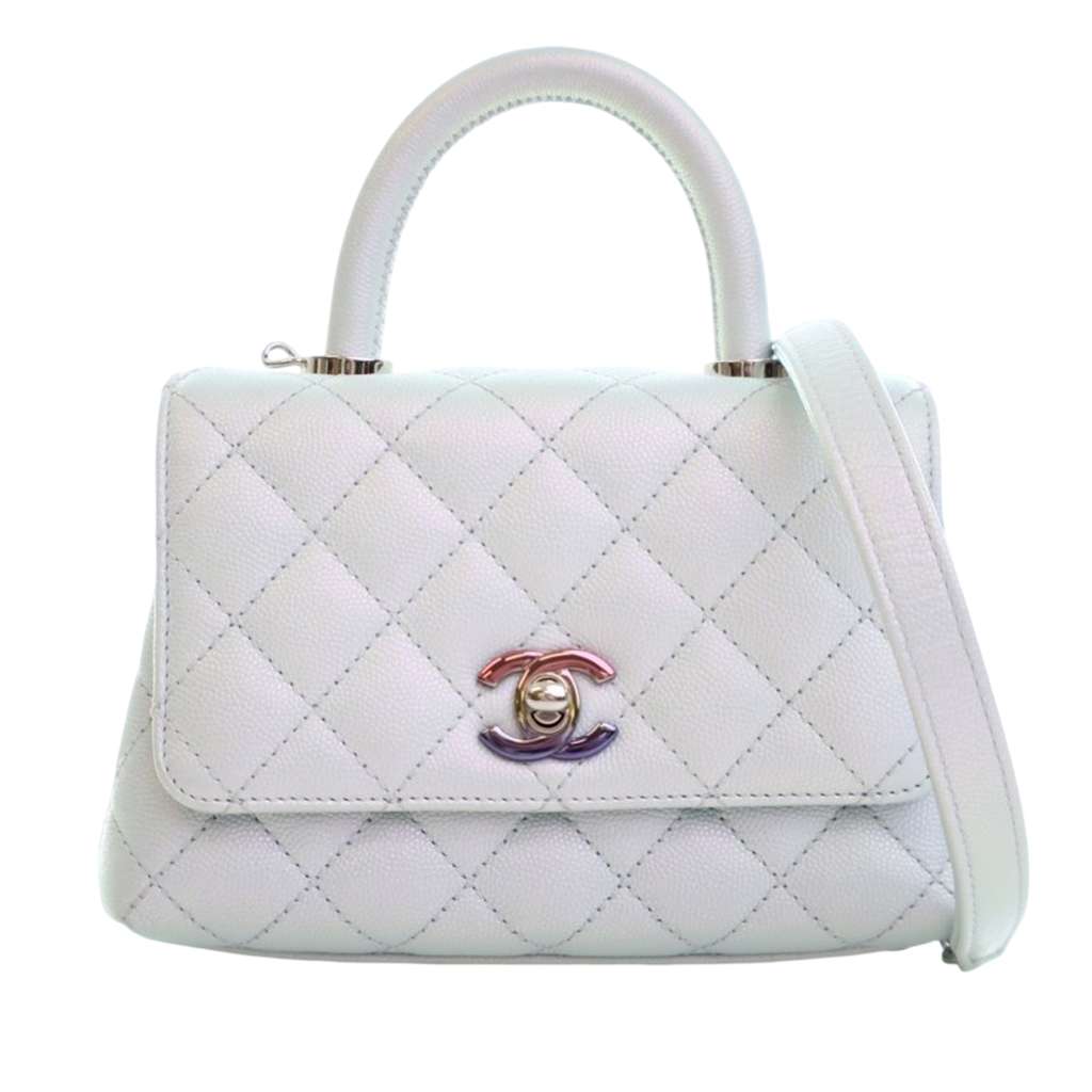 Chanel Extra Mini Iridescent Caviar Rainbow CC Coco Top Handle Bag - 3