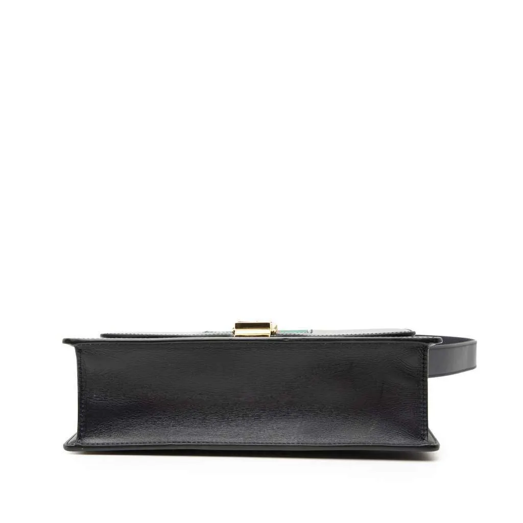 Gucci Small Leather Web Sylvie Satchel Black Leather Good - Inside View