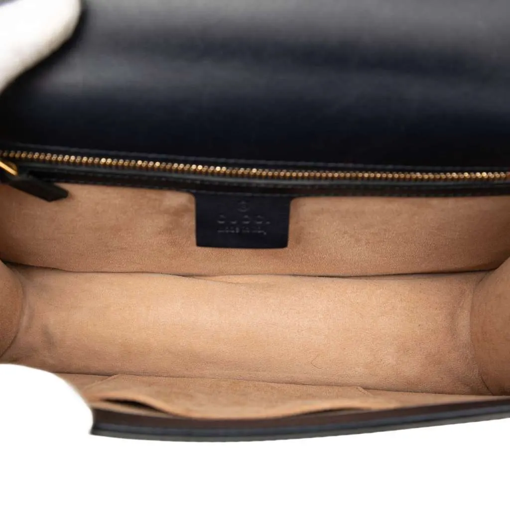Gucci Small Leather Web Sylvie Satchel Black Leather Good - Model View