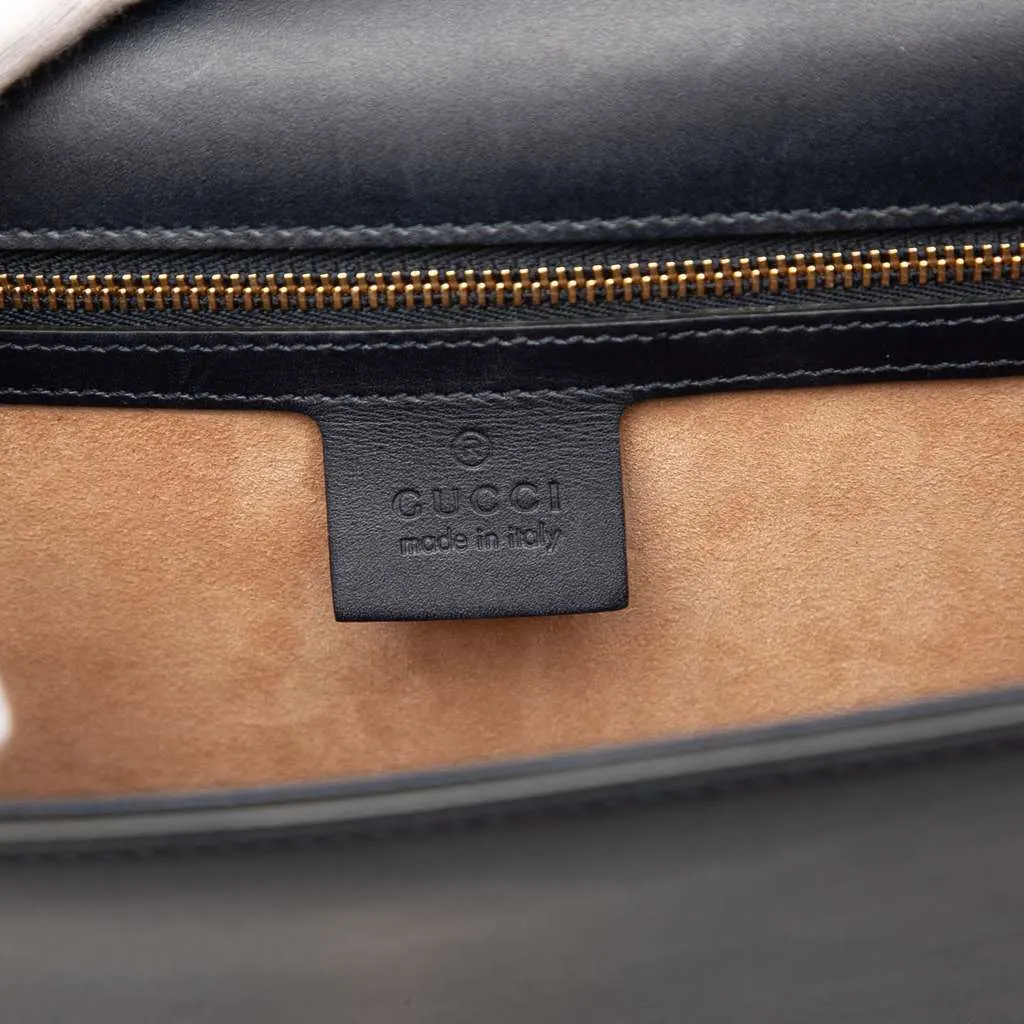 Gucci Small Leather Web Sylvie Satchel Black Leather Good - Box View
