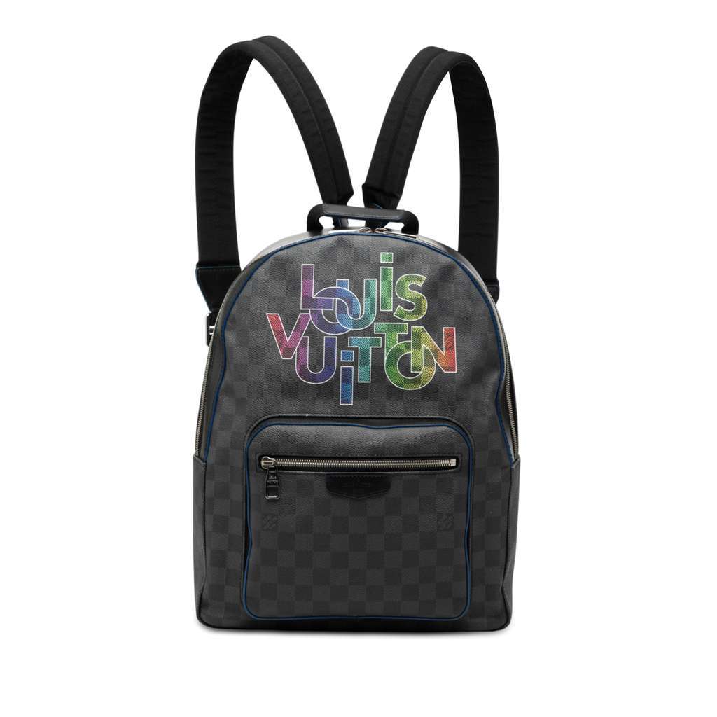 Louis Vuitton Limited Edition Damier Graphite Logo Rainbow Josh Backpack