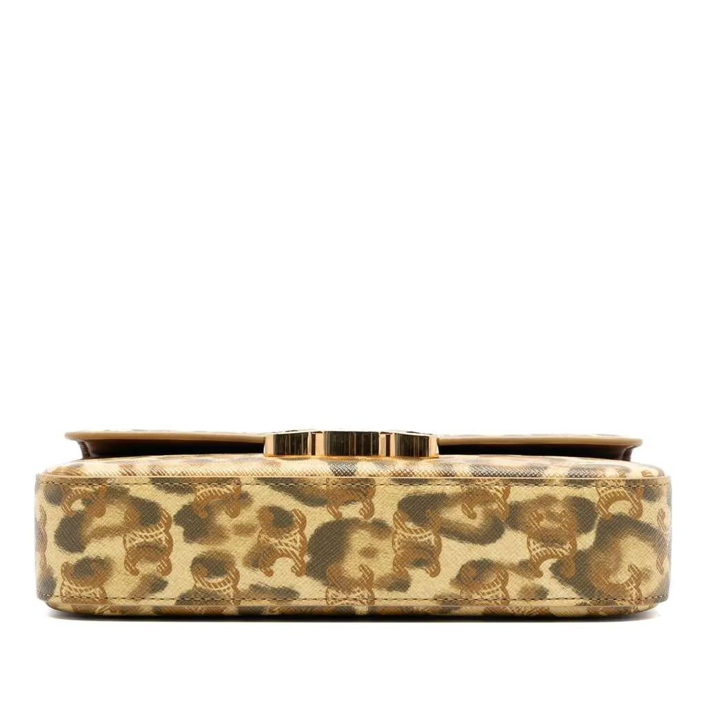 Celine Calfskin Leopard Print Claude Chain Shoulder Bag Brown Leather Very good - Inside View